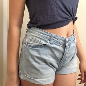 Light wash denim shorts